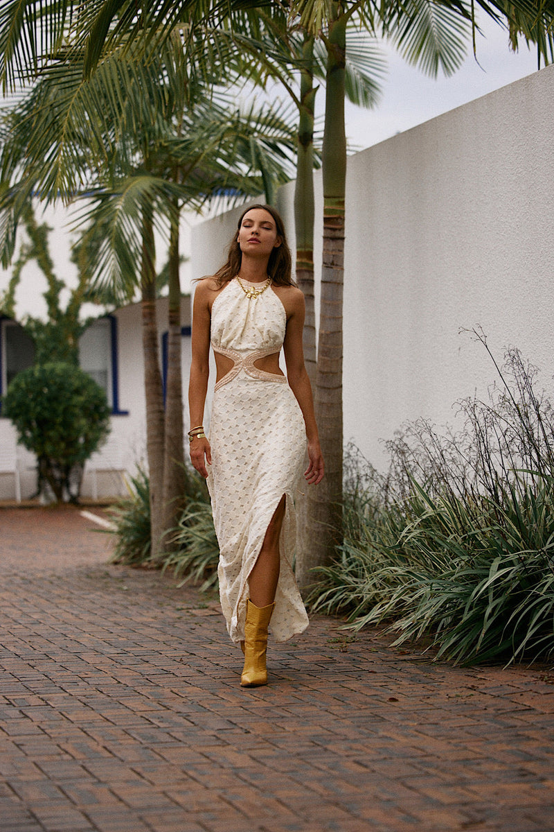 Woke Up This Morning Cutout Maxi Dress - ivory - Chasing Unicorns