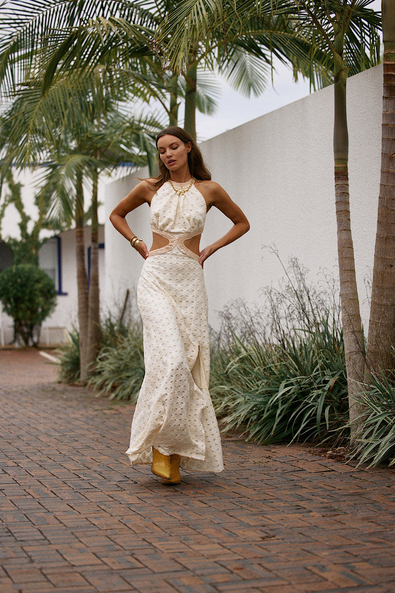 Woke Up This Morning Cutout Maxi Dress - ivory - Chasing Unicorns