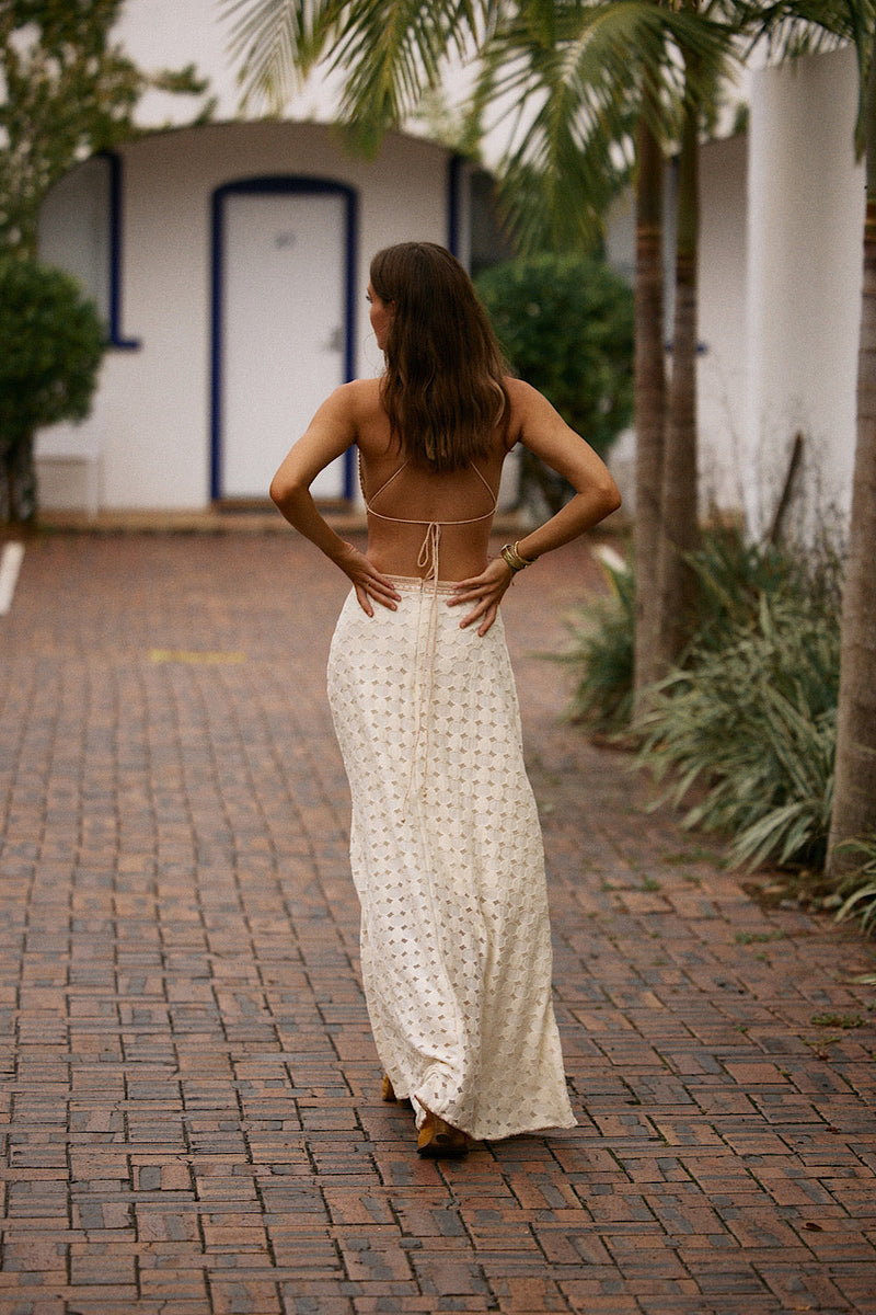 Woke Up This Morning Cutout Maxi Dress - ivory - Chasing Unicorns