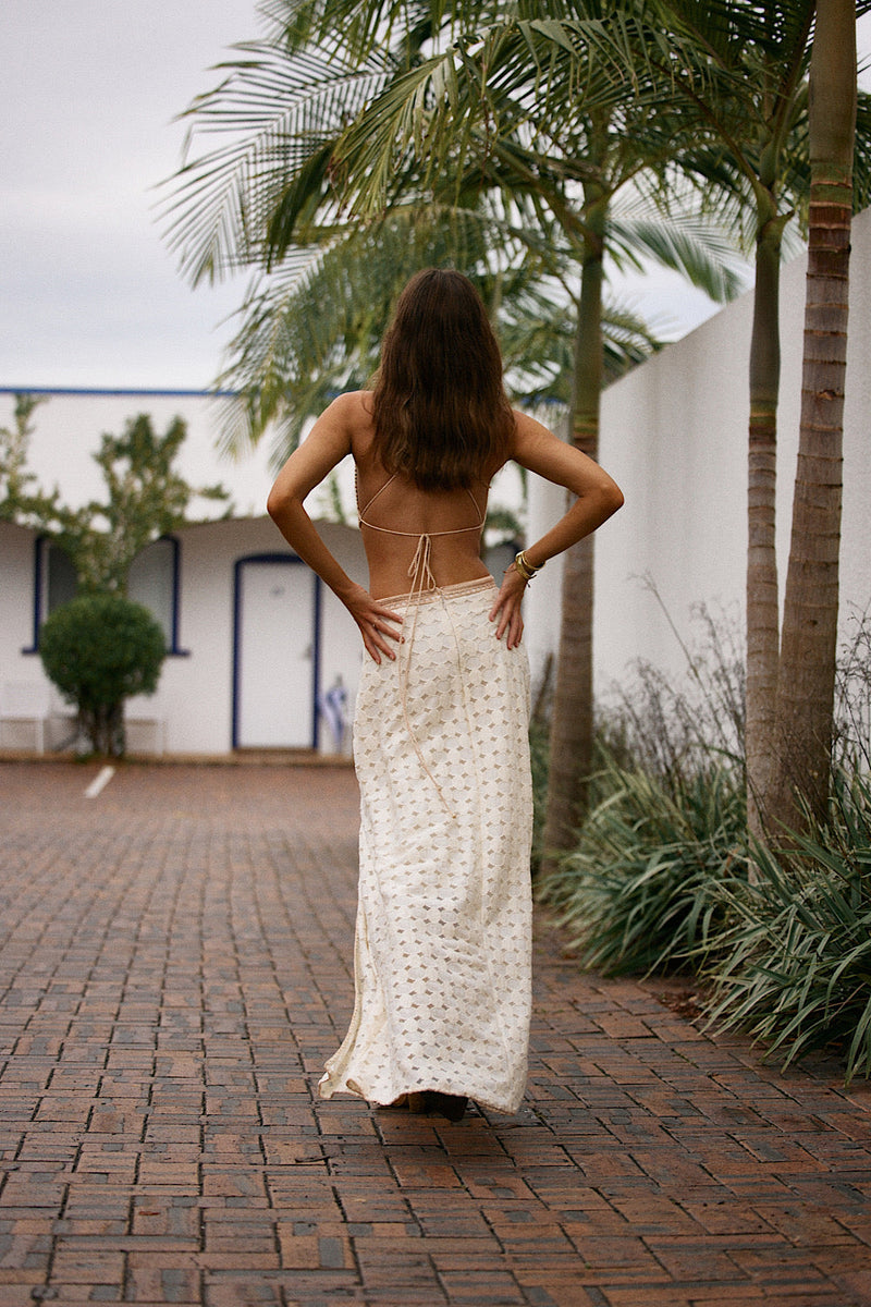 Woke Up This Morning Cutout Maxi Dress - ivory - Chasing Unicorns