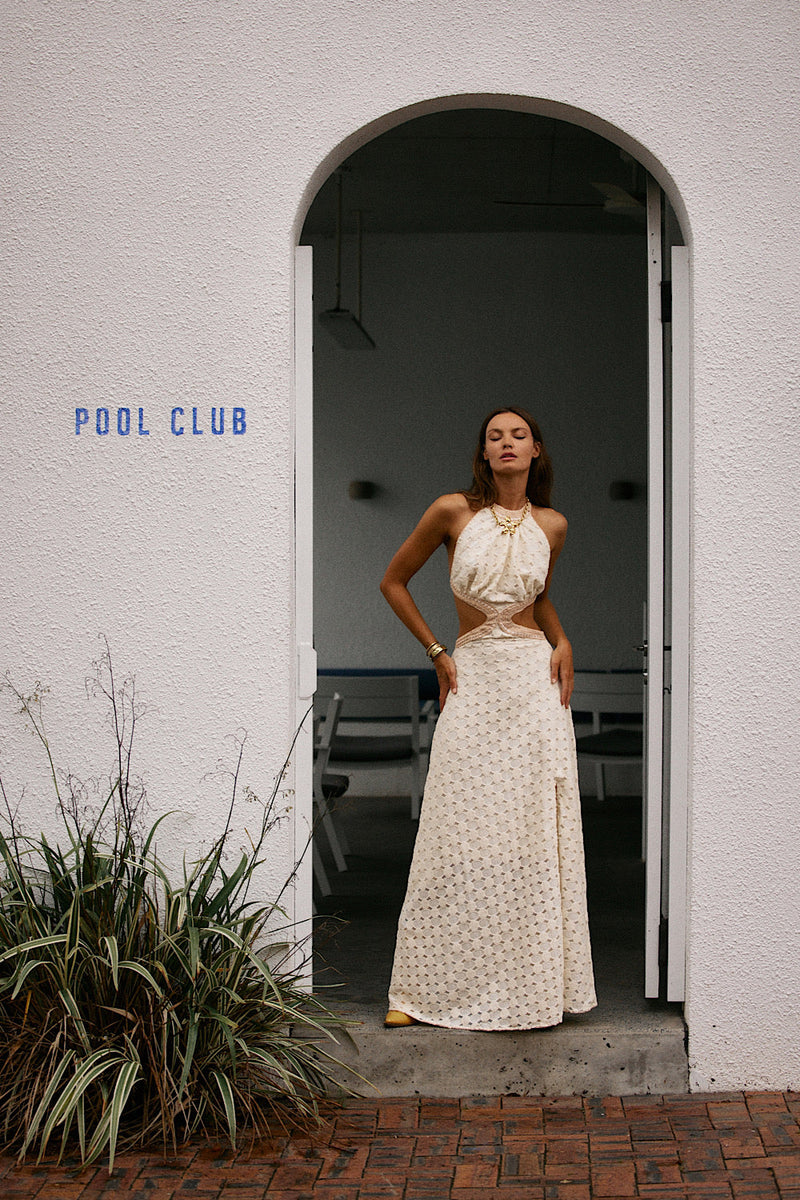 Woke Up This Morning Cutout Maxi Dress - ivory - Chasing Unicorns