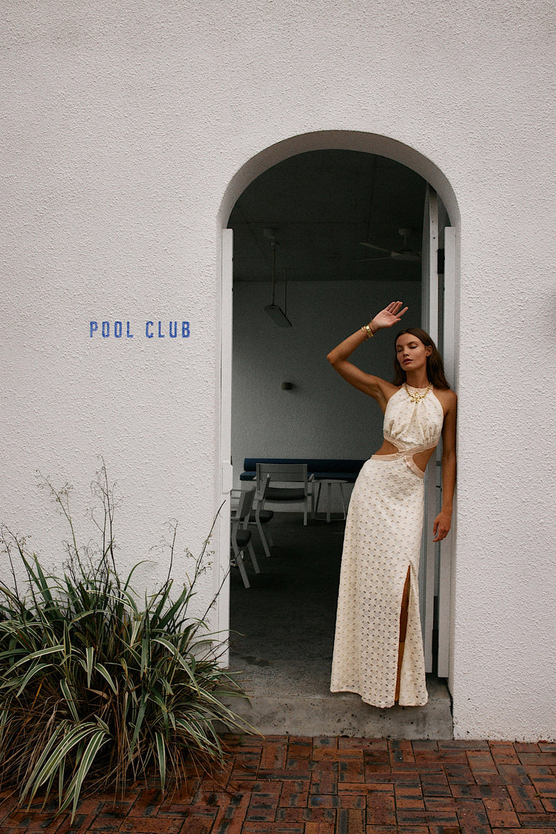 Woke Up This Morning Cutout Maxi Dress - ivory - Chasing Unicorns