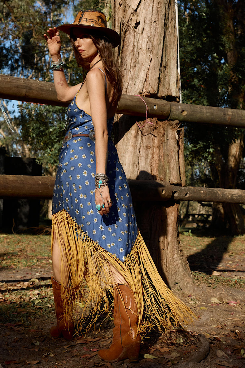 Wonderful Tonight Silk + Fringe Slip Dress - Daisy - Chasing Unicorns