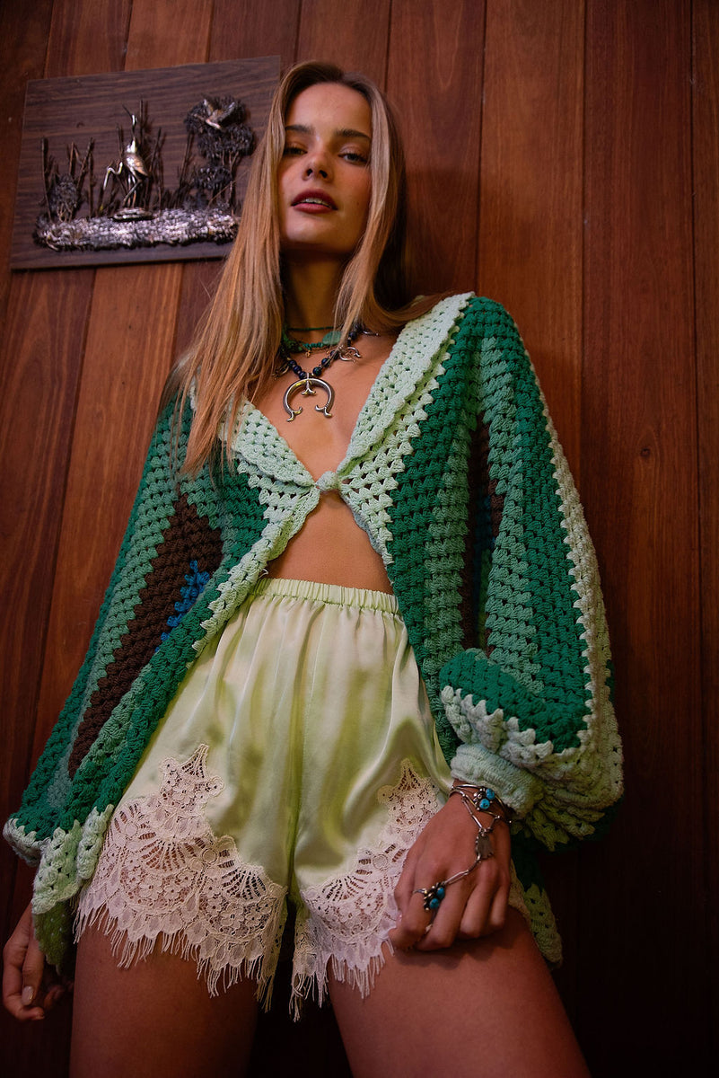 You Belong to Me Silk Satin + Lace Shorts - Chasing Unicorns