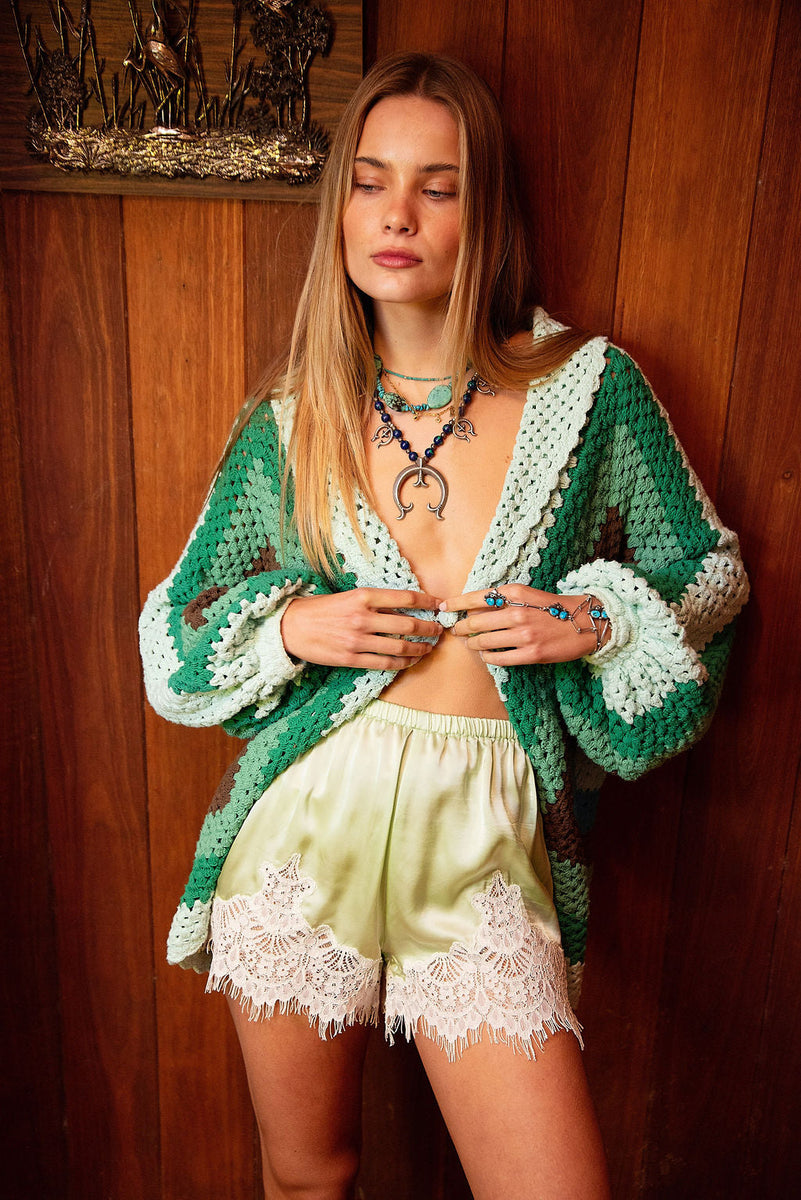You Belong to Me Silk Satin + Lace Shorts - Chasing Unicorns