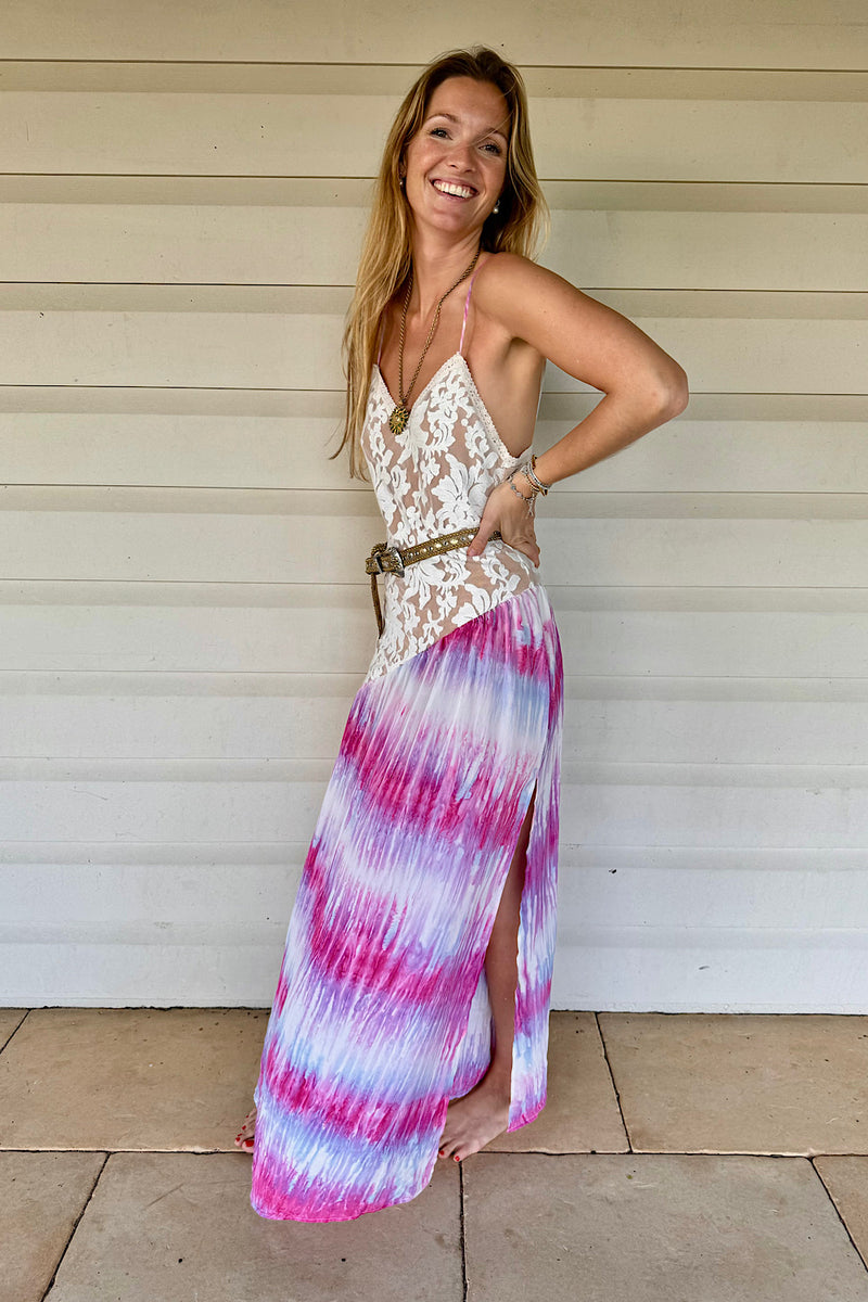 Young Hearts Run Free Silk Crepe Maxi Dress - Chasing Unicorns