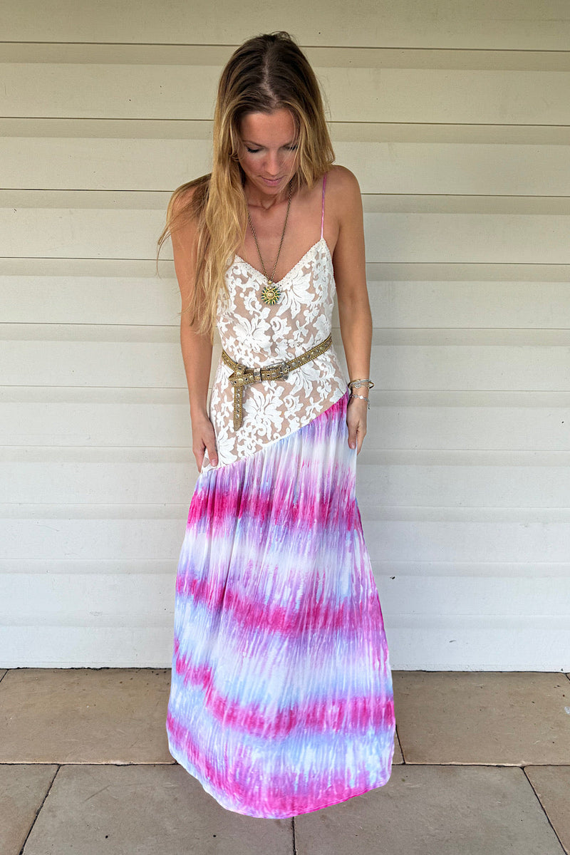 Young Hearts Run Free Silk Crepe Maxi Dress - Chasing Unicorns