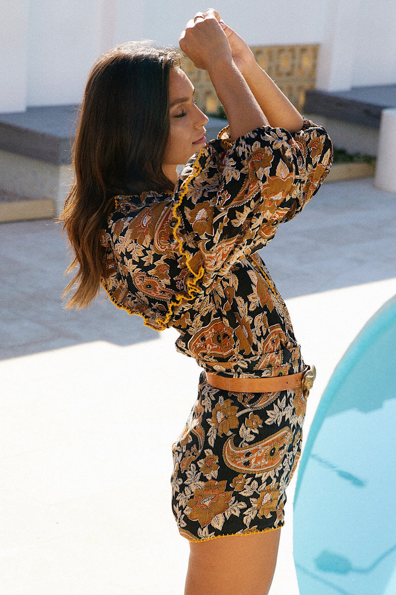 A New Day For Love Cotton Gauze Blouse - Midnight Paisley - Chasing Unicorns