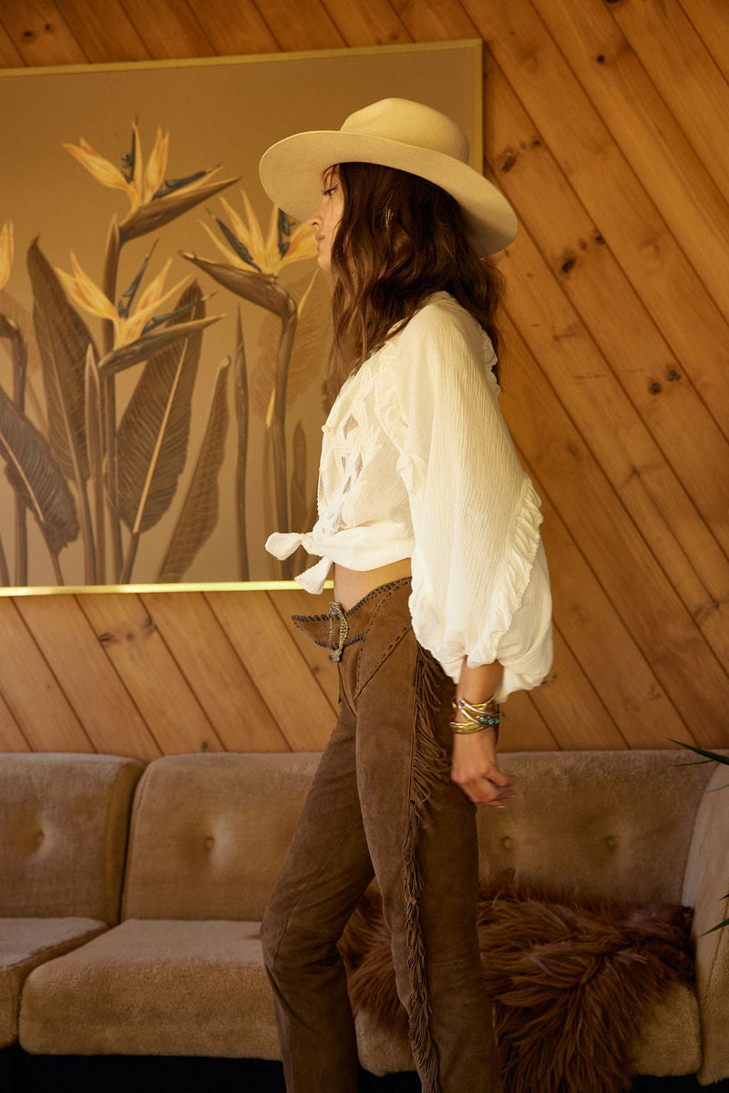 A New Day For Love Cotton Gauze Cutwork Mesh Blouse - Chasing Unicorns