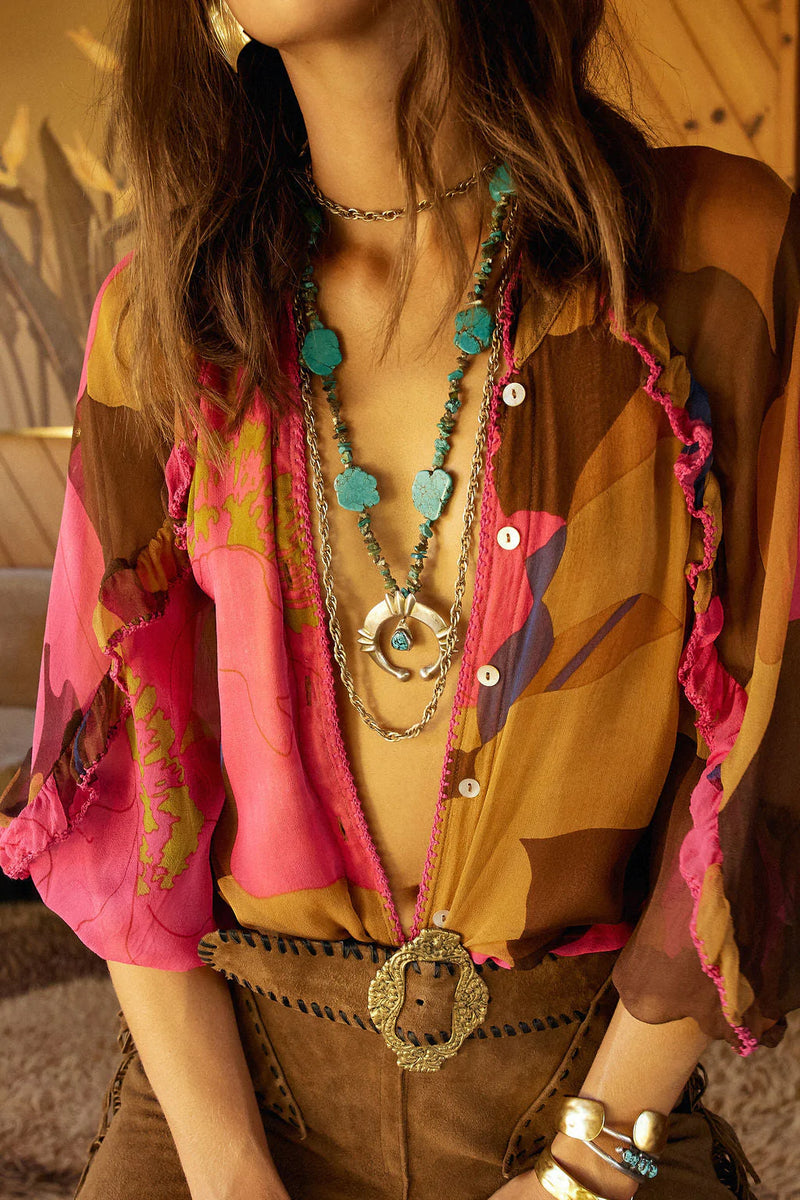 A New Day For Love Silk Blouse - Bold Floral - Chasing Unicorns