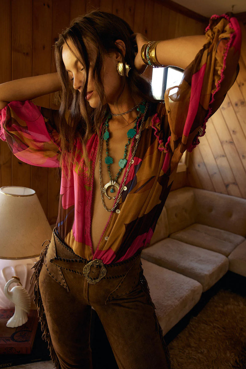 A New Day For Love Silk Blouse - Bold Floral - Chasing Unicorns