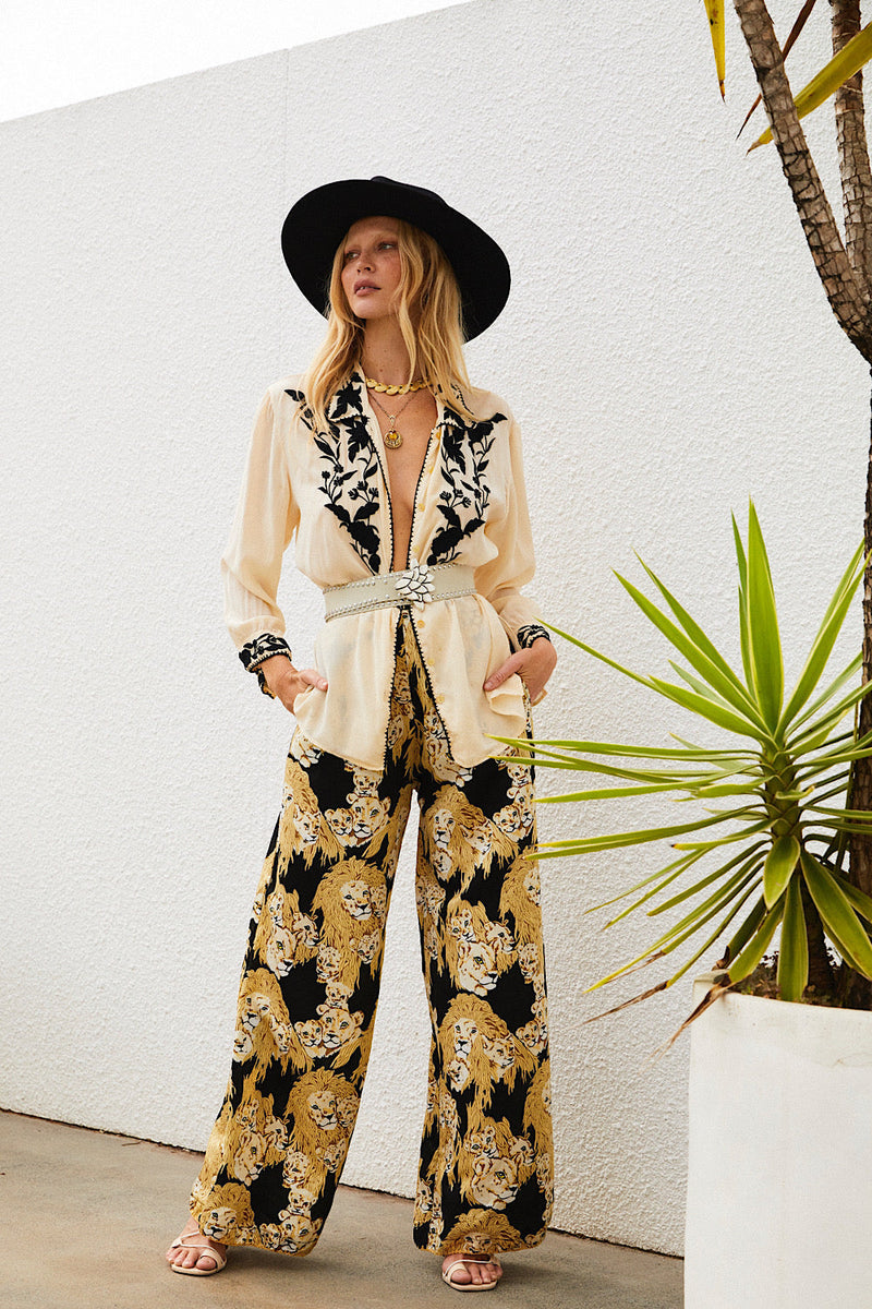 Africa Silk Satin Palazzo Pants - Chasing Unicorns