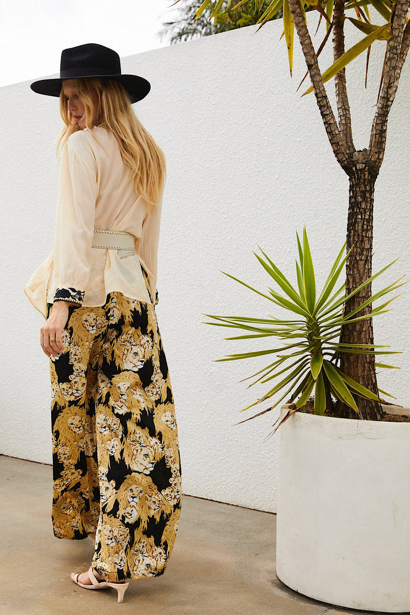 Africa Silk Satin Palazzo Pants - Chasing Unicorns