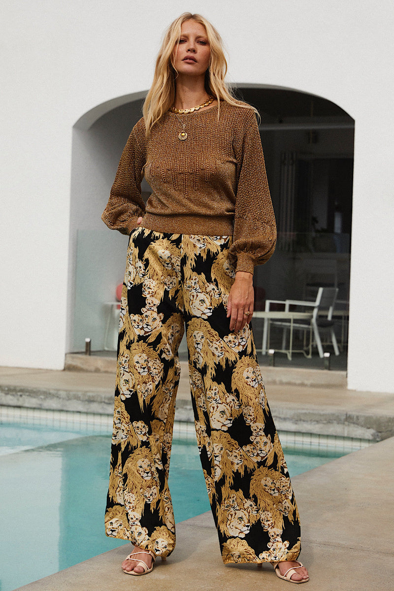 Africa Silk Satin Palazzo Pants - Chasing Unicorns