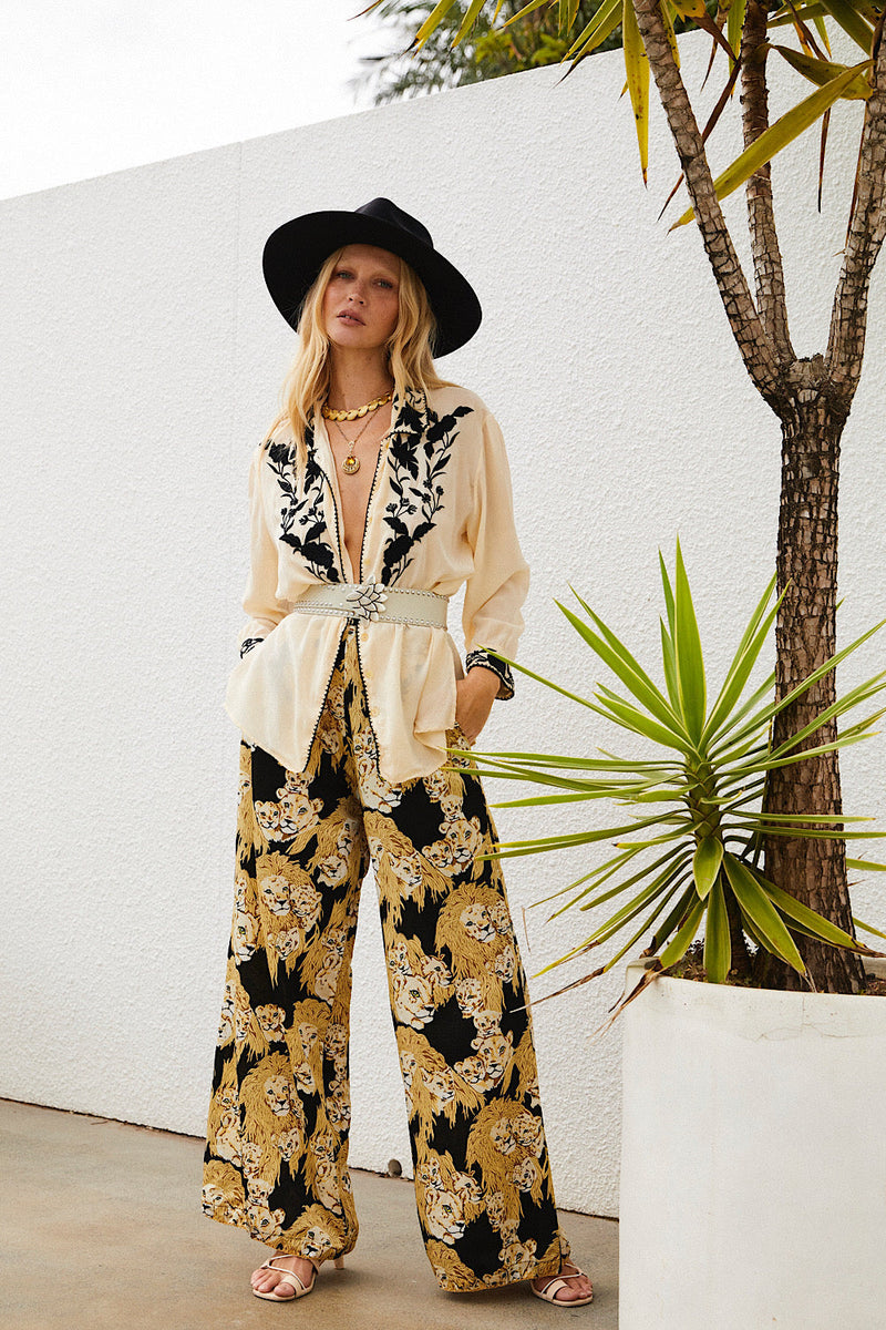 Africa Silk Satin Palazzo Pants - Chasing Unicorns
