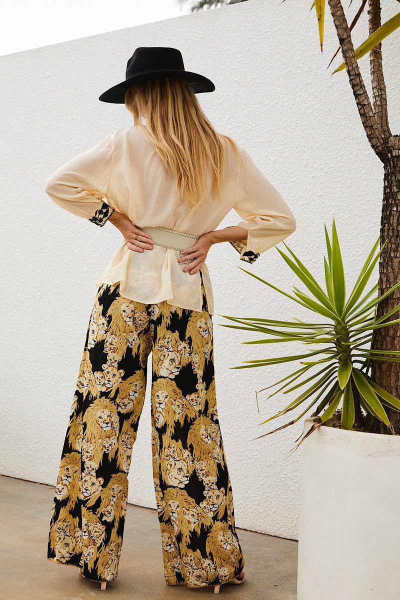 Africa Silk Satin Palazzo Pants - Chasing Unicorns