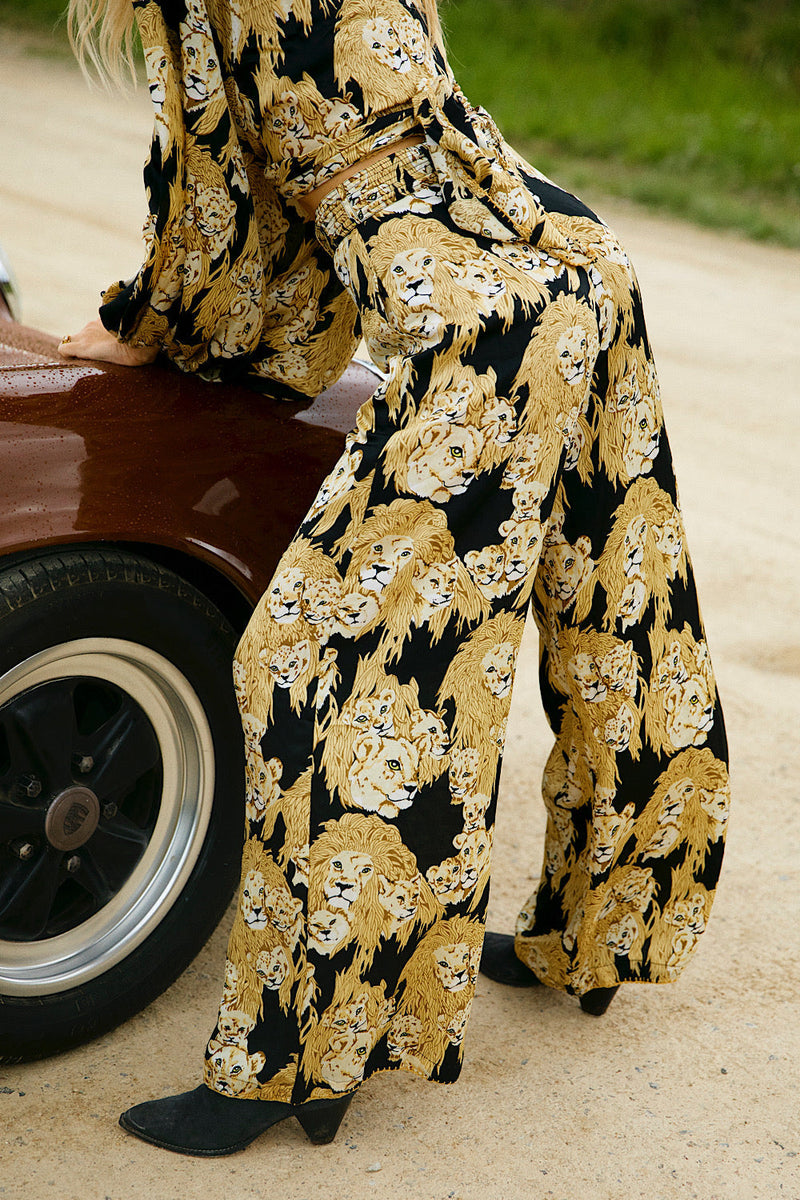 Africa Silk Satin Palazzo Pants - Chasing Unicorns