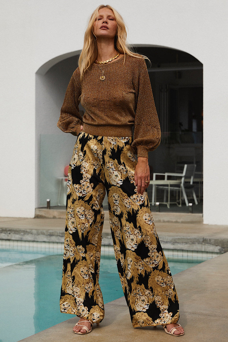 Africa Silk Satin Palazzo Pants - Chasing Unicorns