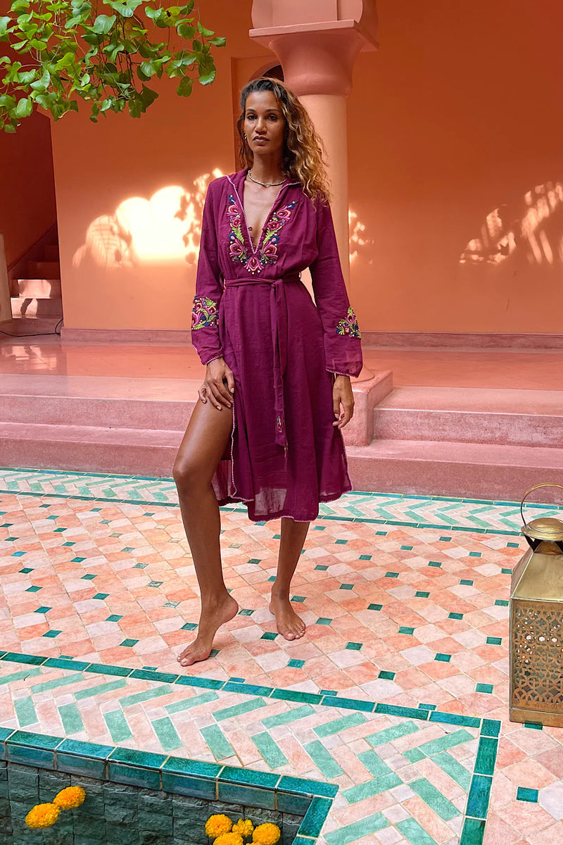 All I Have To Do Is Dream Cotton Gauze Embroidered Midi Dress - Chasing Unicorns