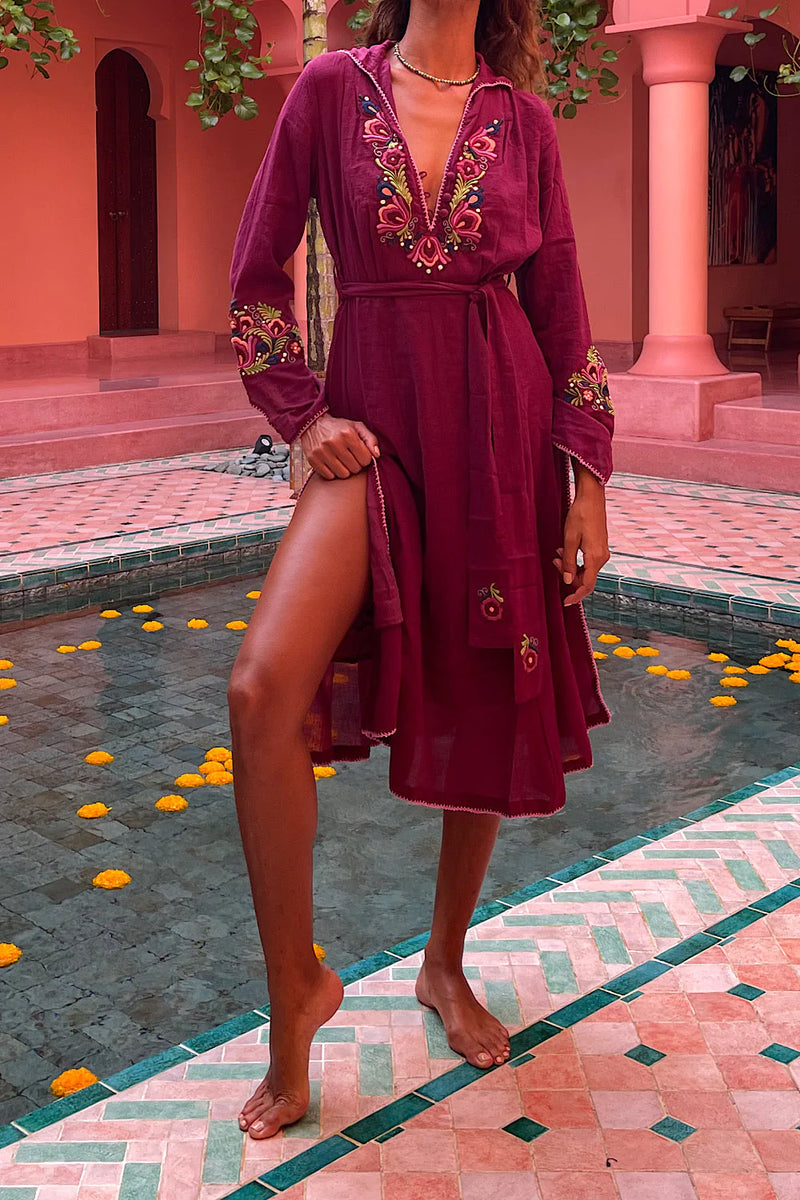 All I Have To Do Is Dream Cotton Gauze Embroidered Midi Dress - Chasing Unicorns