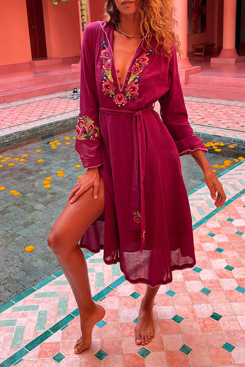 All I Have To Do Is Dream Cotton Gauze Embroidered Midi Dress - Chasing Unicorns