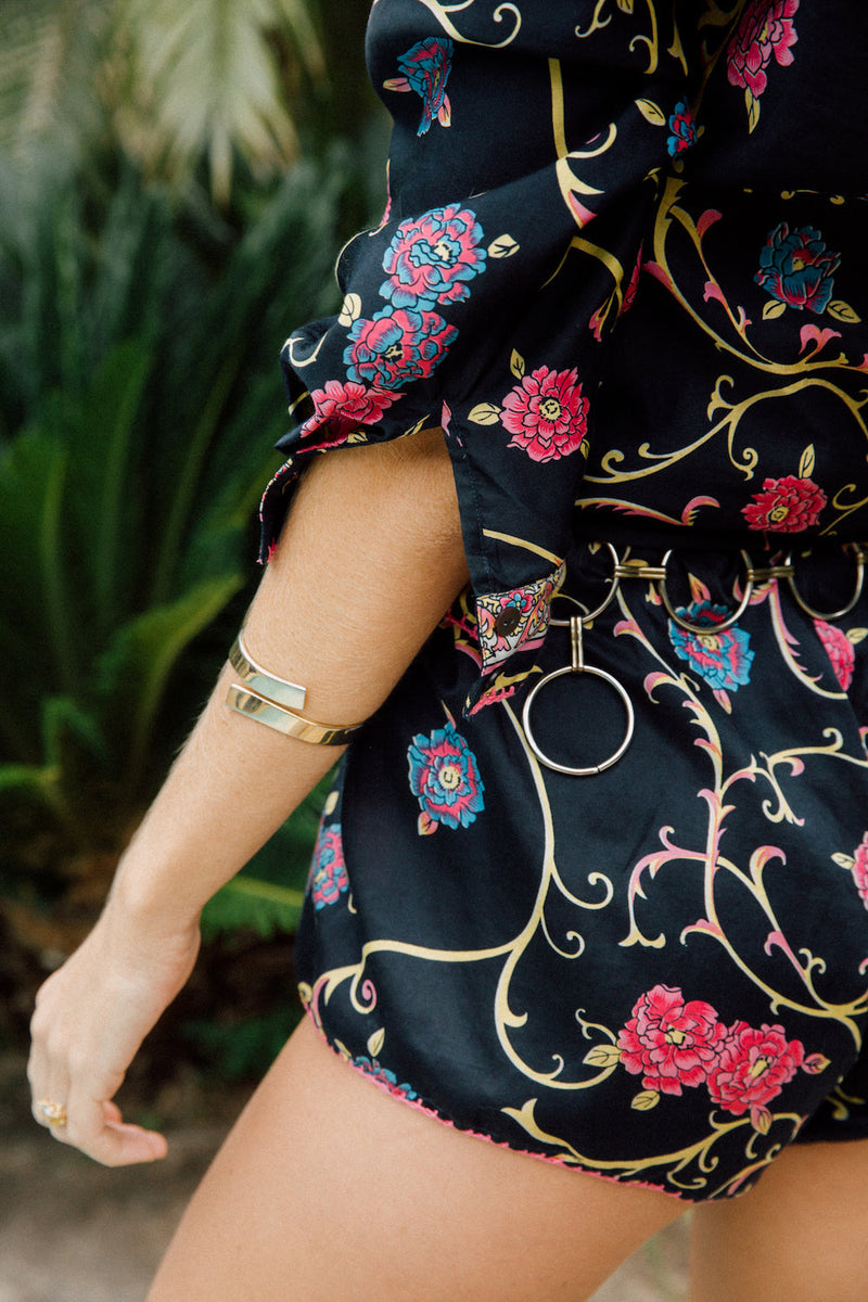 All I Wanna Do Baroque Floral Silk Satin Blouse - Chasing Unicorns