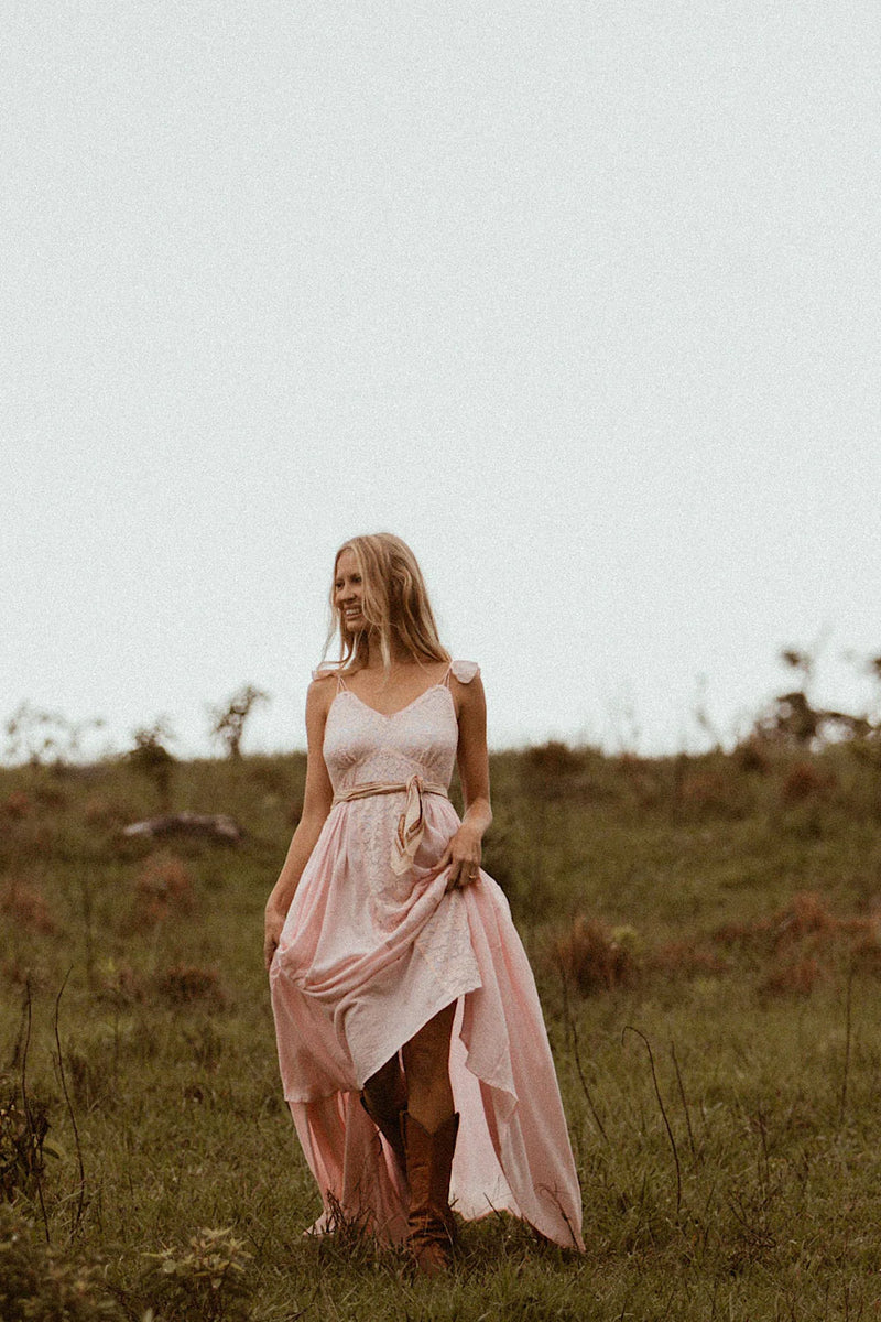 All My Love Cotton Gauze + Lace Maxi Slip Dress - pink - Chasing Unicorns