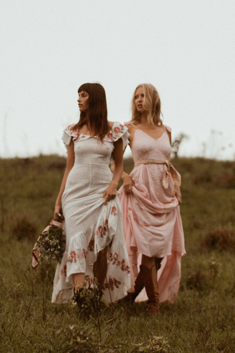 All My Love Cotton Gauze + Lace Maxi Slip Dress - pink - Chasing Unicorns