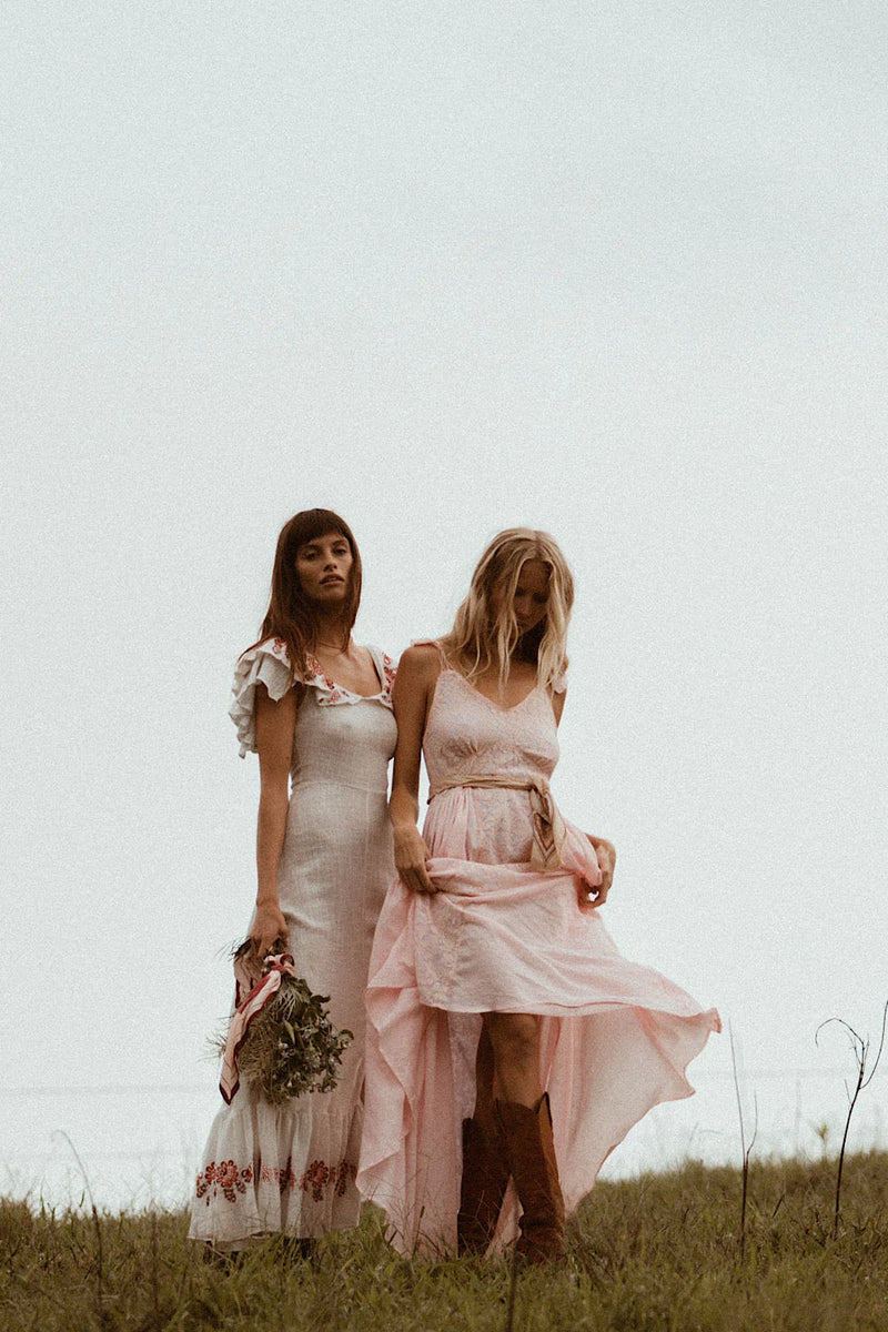 All My Love Cotton Gauze + Lace Maxi Slip Dress - pink - Chasing Unicorns