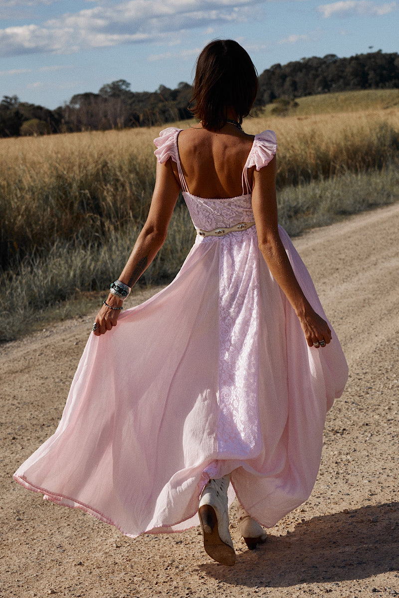 All My Love Cotton Gauze + Lace Maxi Slip Dress - Pink - Chasing Unicorns