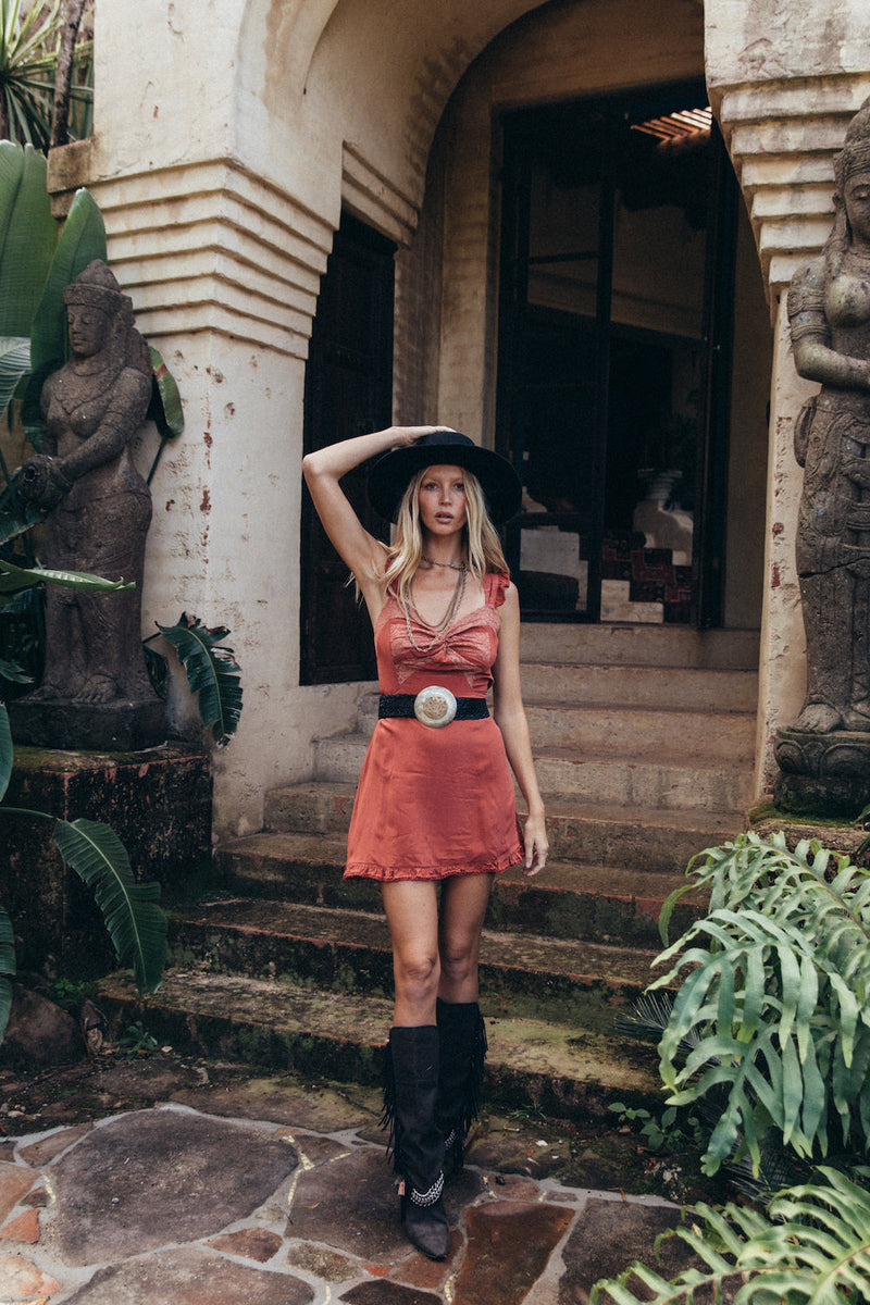 Angel Silk Slip Dress - Rust - Chasing Unicorns