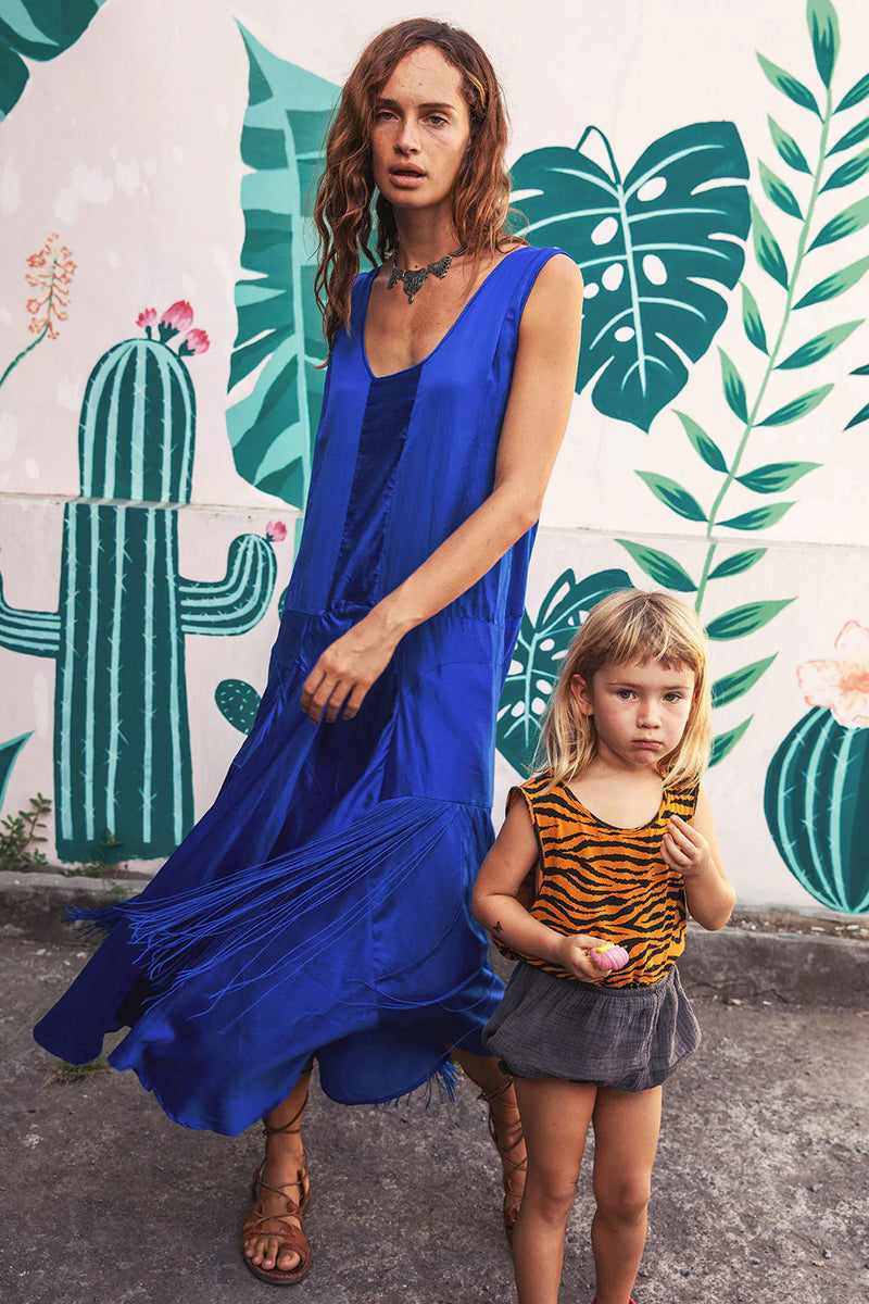Another Star Silk Fringe Dress - Dark Sapphire - Chasing Unicorns