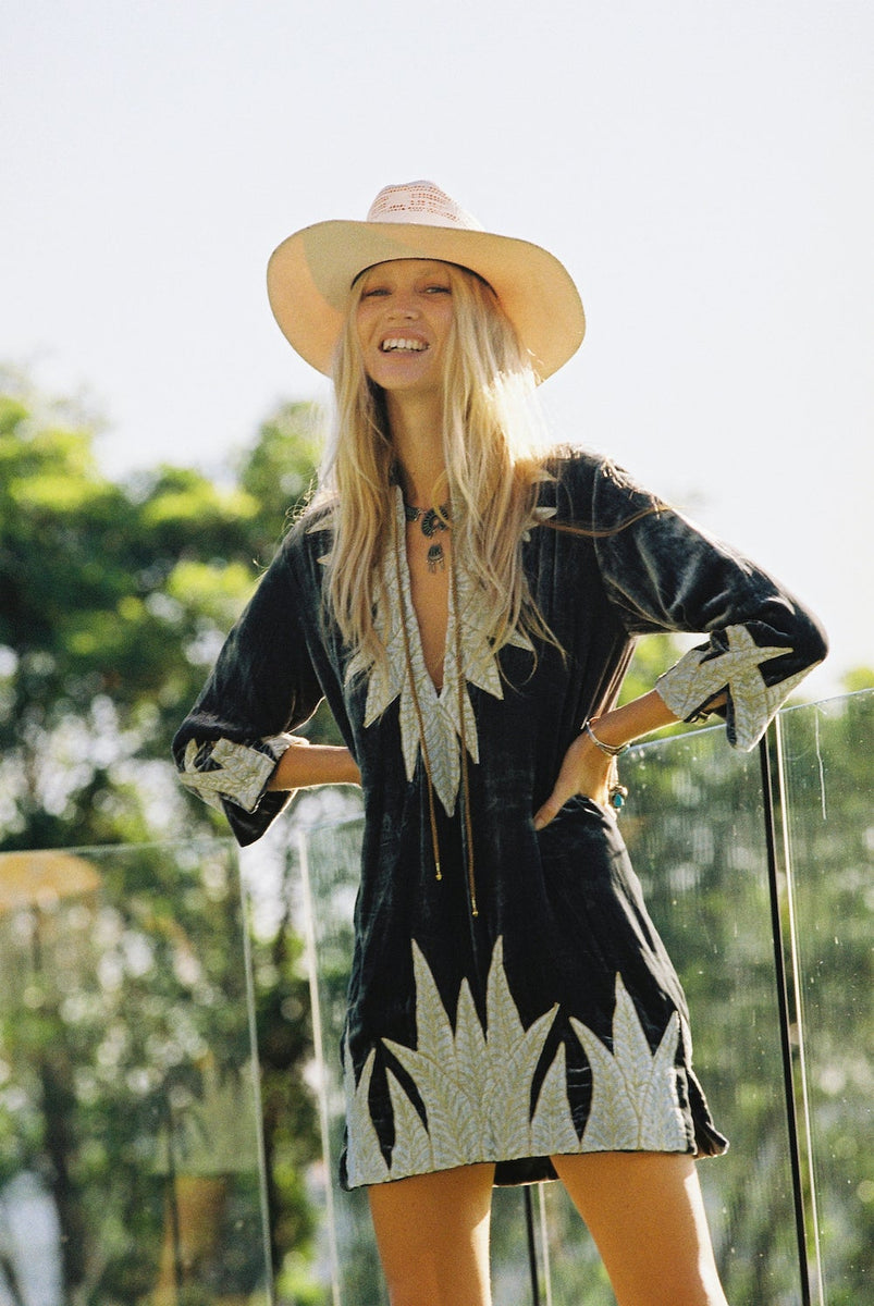 Aquarius Velvet Tunic Dress - Deep Teal - Chasing Unicorns