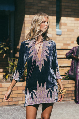 Aquarius Velvet Tunic Dress - Ebony