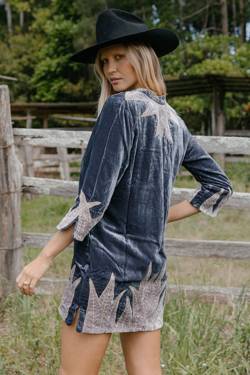 Aquarius Velvet Tunic Dress - Ebony - Chasing Unicorns