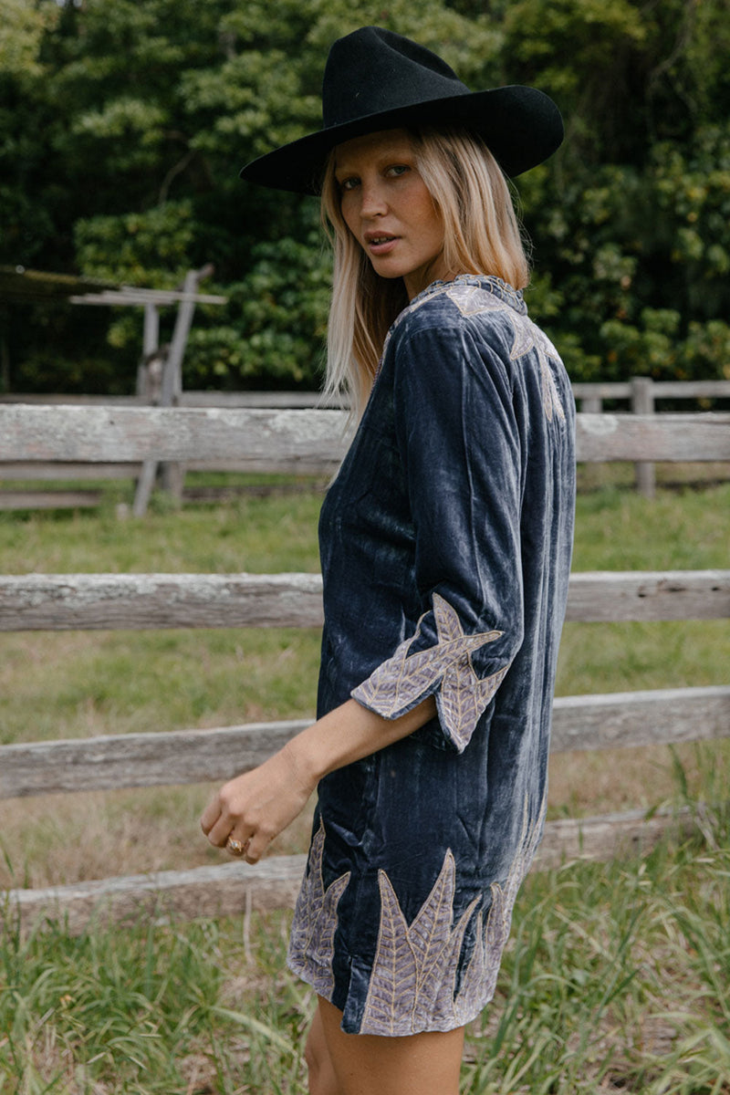 Aquarius Velvet Tunic Dress - Ebony - Chasing Unicorns