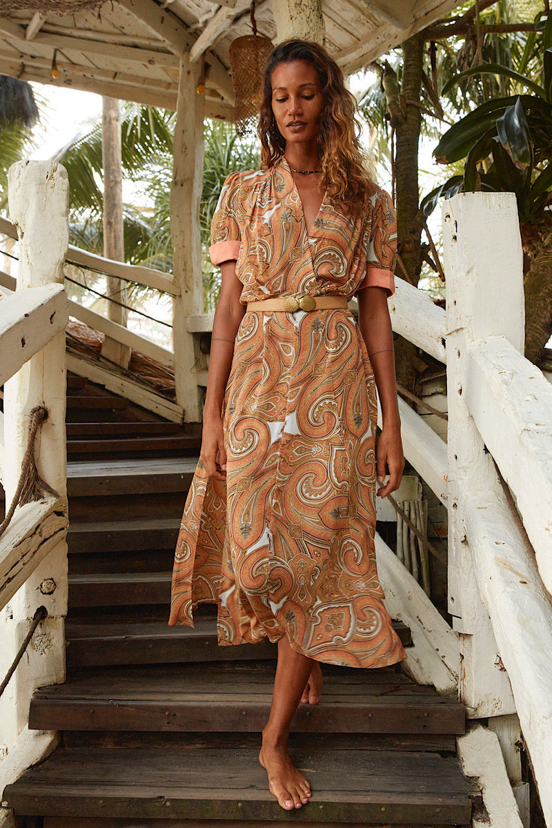 Bed Of Roses Paisley Silk Crepe Maxi Dress - Chasing Unicorns