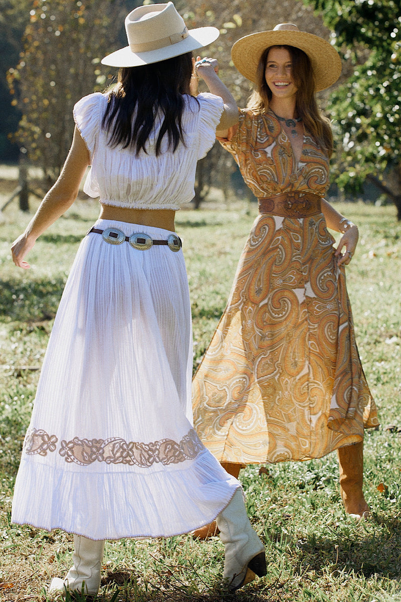 Bed Of Roses Paisley Silk Crepe Maxi Dress - Chasing Unicorns