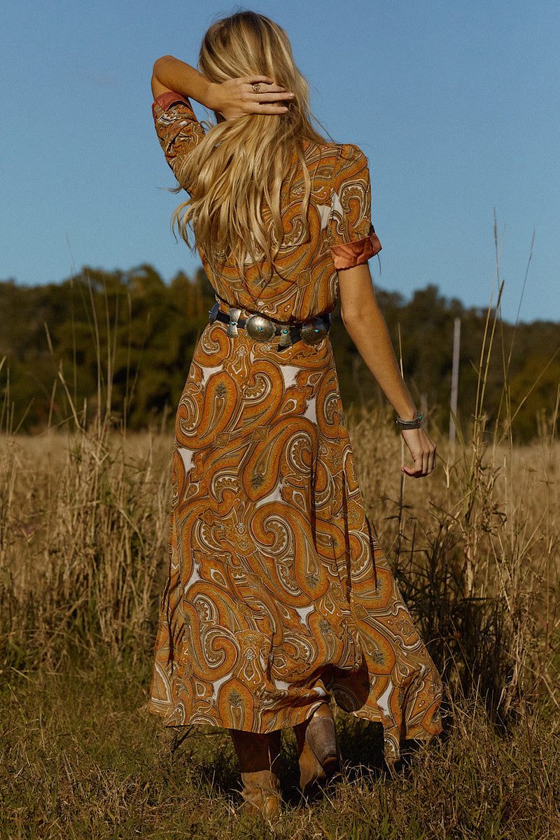 Bed Of Roses Paisley Silk Crepe Maxi Dress - Chasing Unicorns