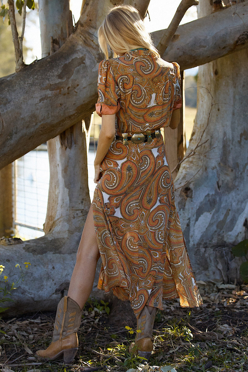 Bed Of Roses Paisley Silk Crepe Maxi Dress - Chasing Unicorns