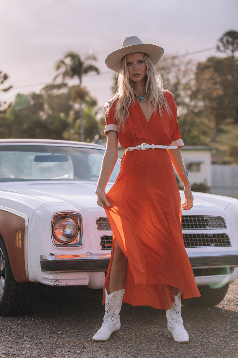 Bed Of Roses Silk + Beaded Dress - Scarlet - Chasing Unicorns