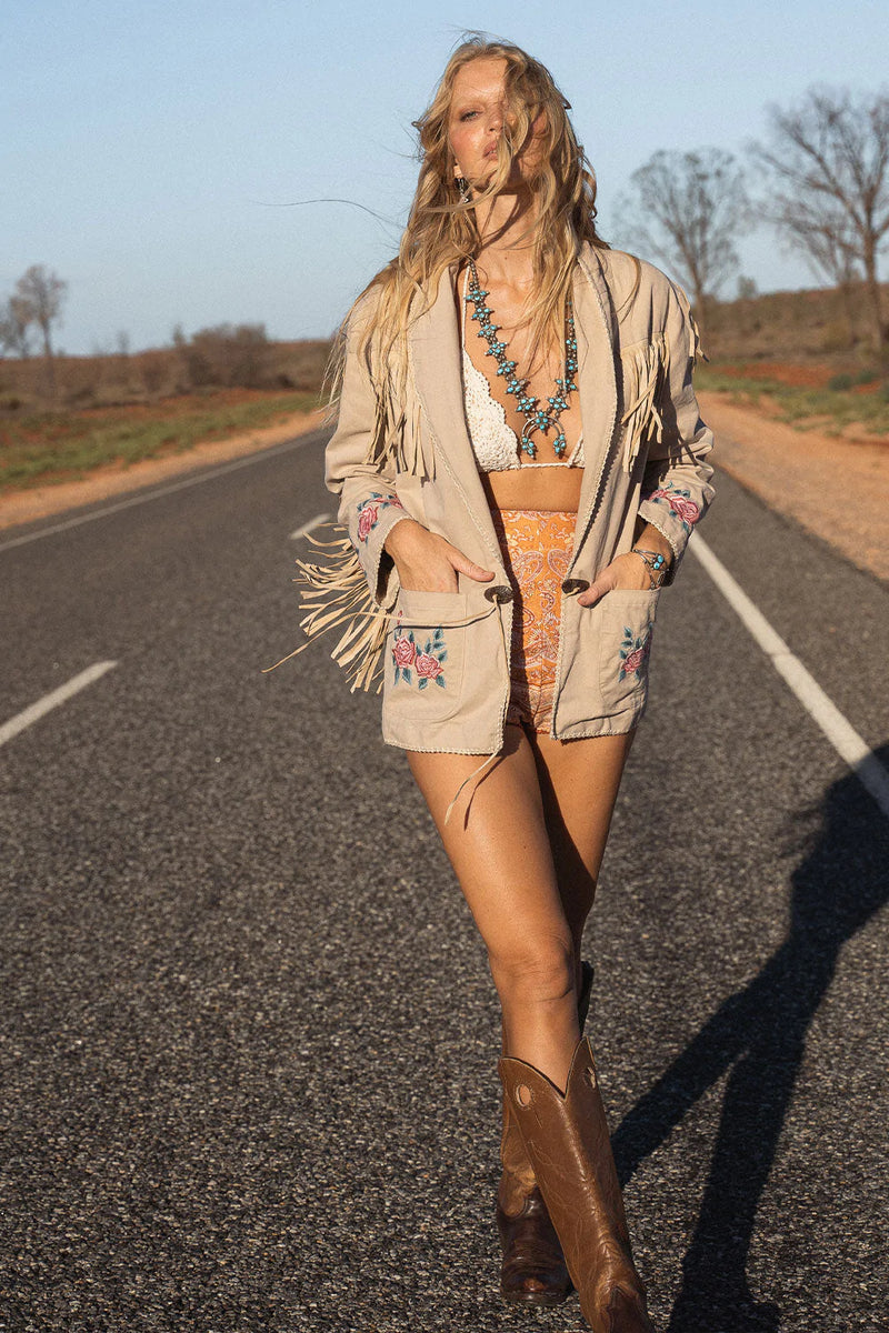 💗 Beds Are Burning Cotton Twill And Suede Jacket - Chasing Unicorns