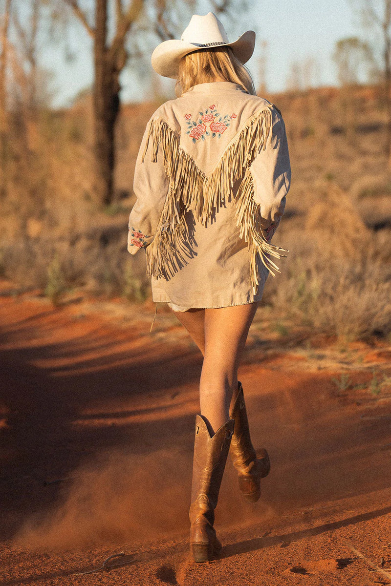 💗 Beds Are Burning Cotton Twill And Suede Jacket - Chasing Unicorns