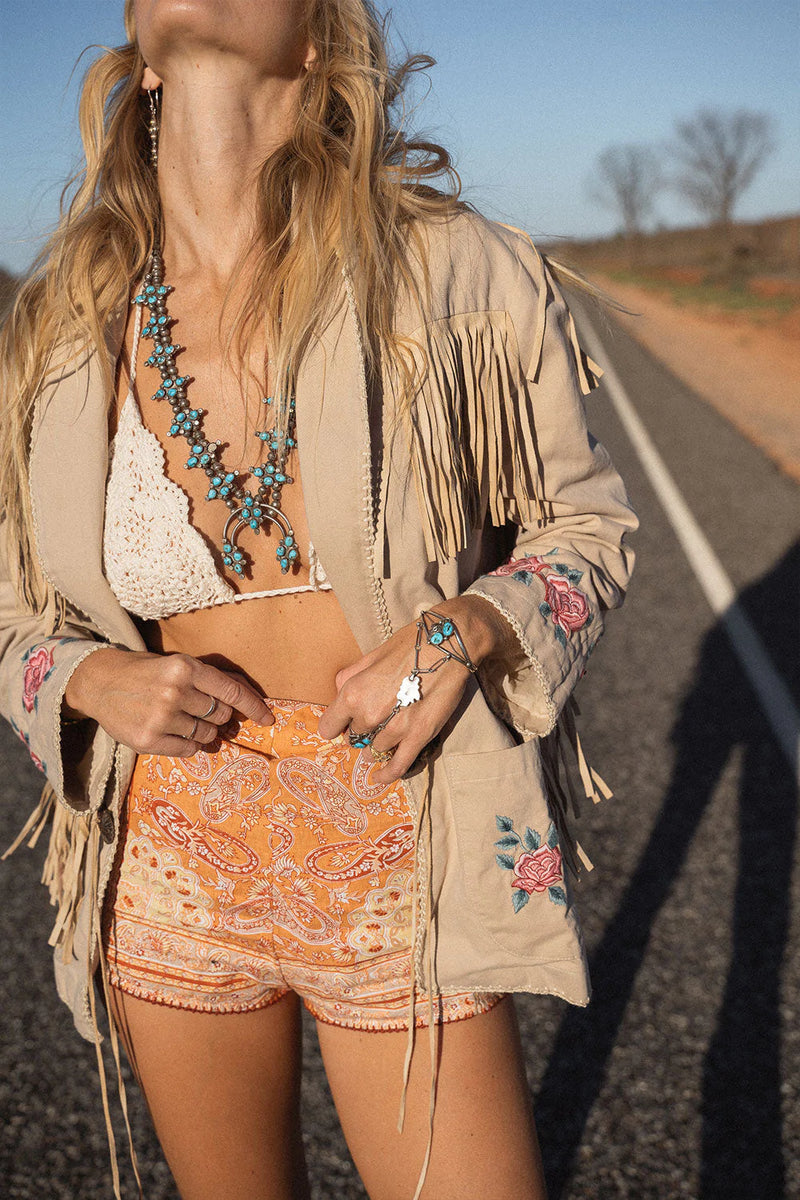 💗 Beds Are Burning Cotton Twill And Suede Jacket - Chasing Unicorns