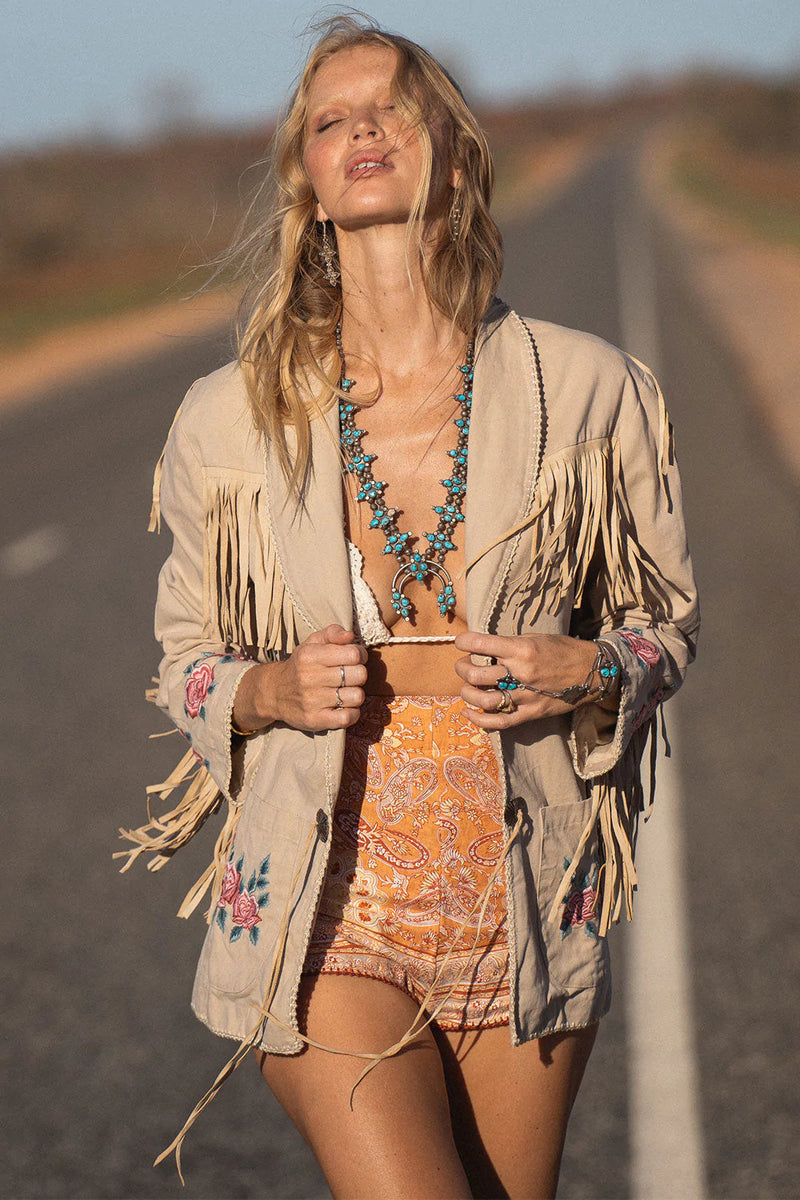 💗 Beds Are Burning Cotton Twill And Suede Jacket - Chasing Unicorns