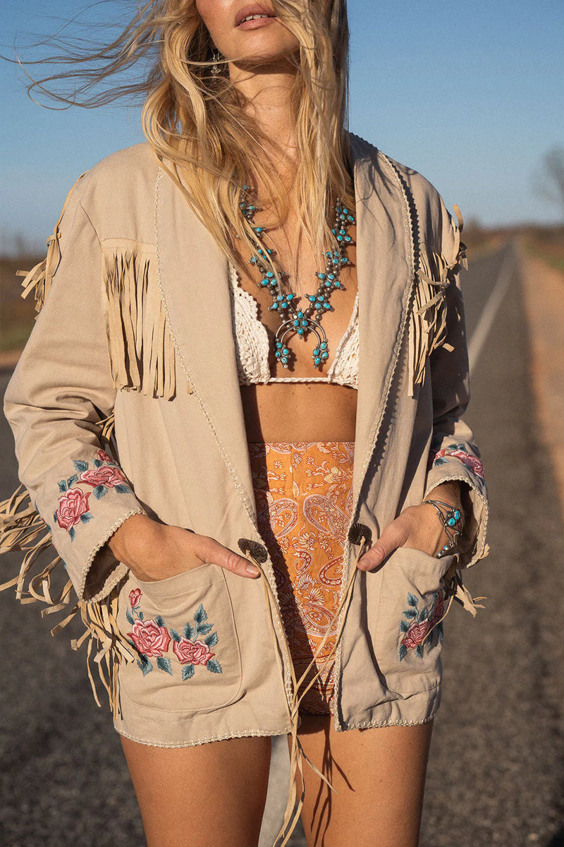 💗 Beds Are Burning Cotton Twill And Suede Jacket - Chasing Unicorns