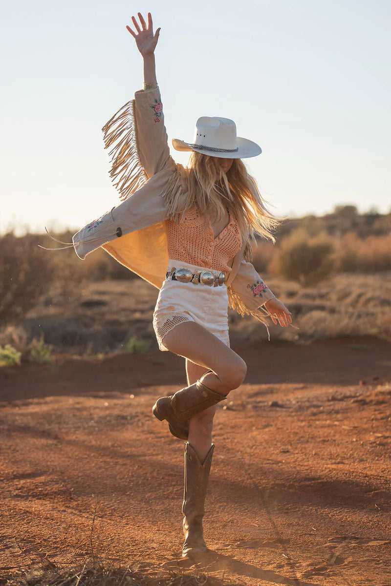 💗 Beds Are Burning Cotton Twill And Suede Jacket - Chasing Unicorns