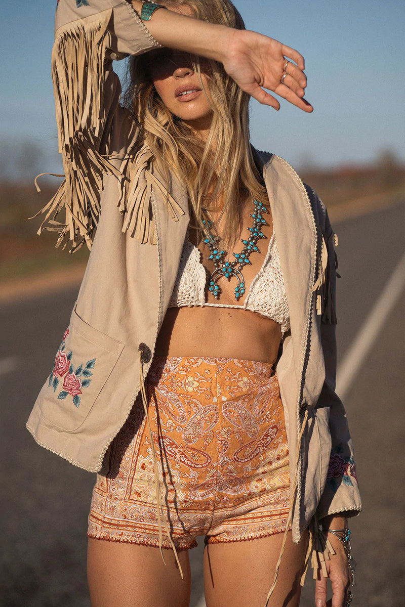 💗 Beds Are Burning Cotton Twill And Suede Jacket - Chasing Unicorns