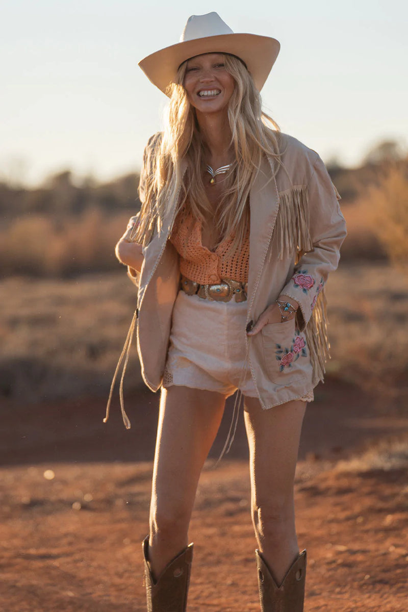 💗 Beds Are Burning Cotton Twill And Suede Jacket - Chasing Unicorns