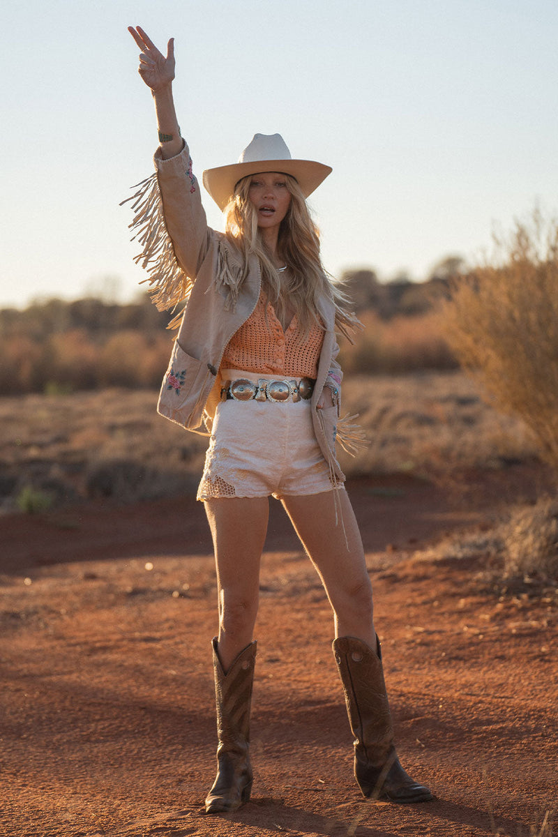 💗 Beds Are Burning Cotton Twill And Suede Jacket - Chasing Unicorns